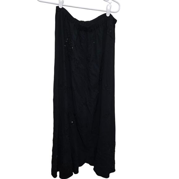 Chicos design skirt womens size medium 1 black maxi sequin pullon elastic waist - Picture 1 of 9